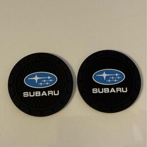 Subaru Car Cup Coasters in Black Set of 2 NWT